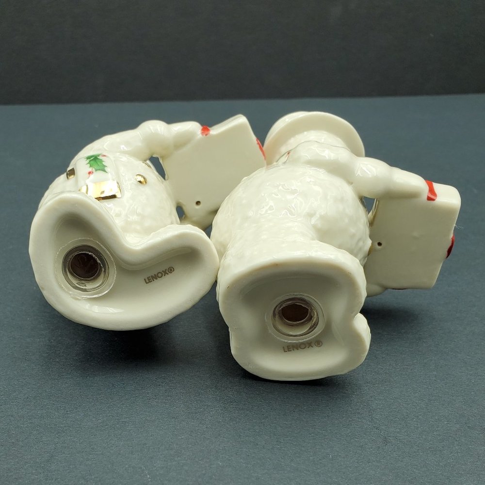 Lenox Happy Holly Days Snowman Sharing Gifts Salt Pepper Shakers Snowmen - Picture 7 of 11